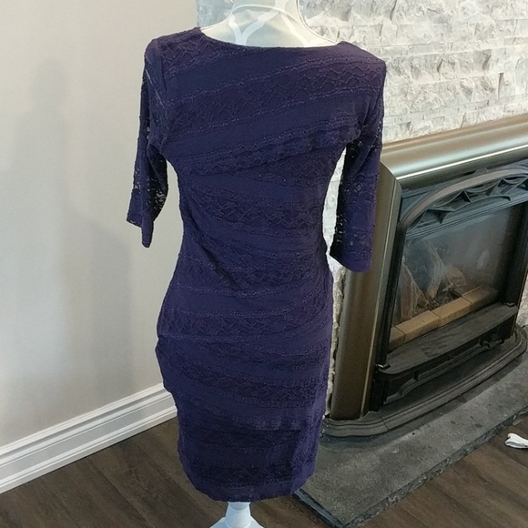 Lori M collection purple lace dress - Picture 3 of 4